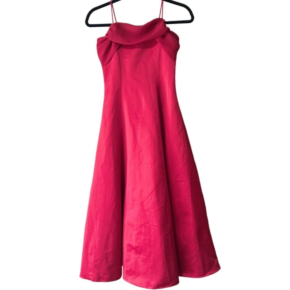 David's Bridal Michaelangelo Apple Red Bow Back Spaghetti Straps Dress 10 Formal